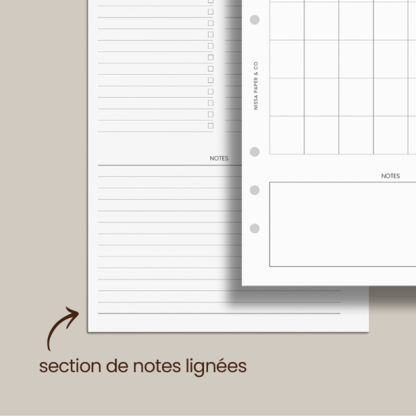 Inserts agenda mensuel papeterie