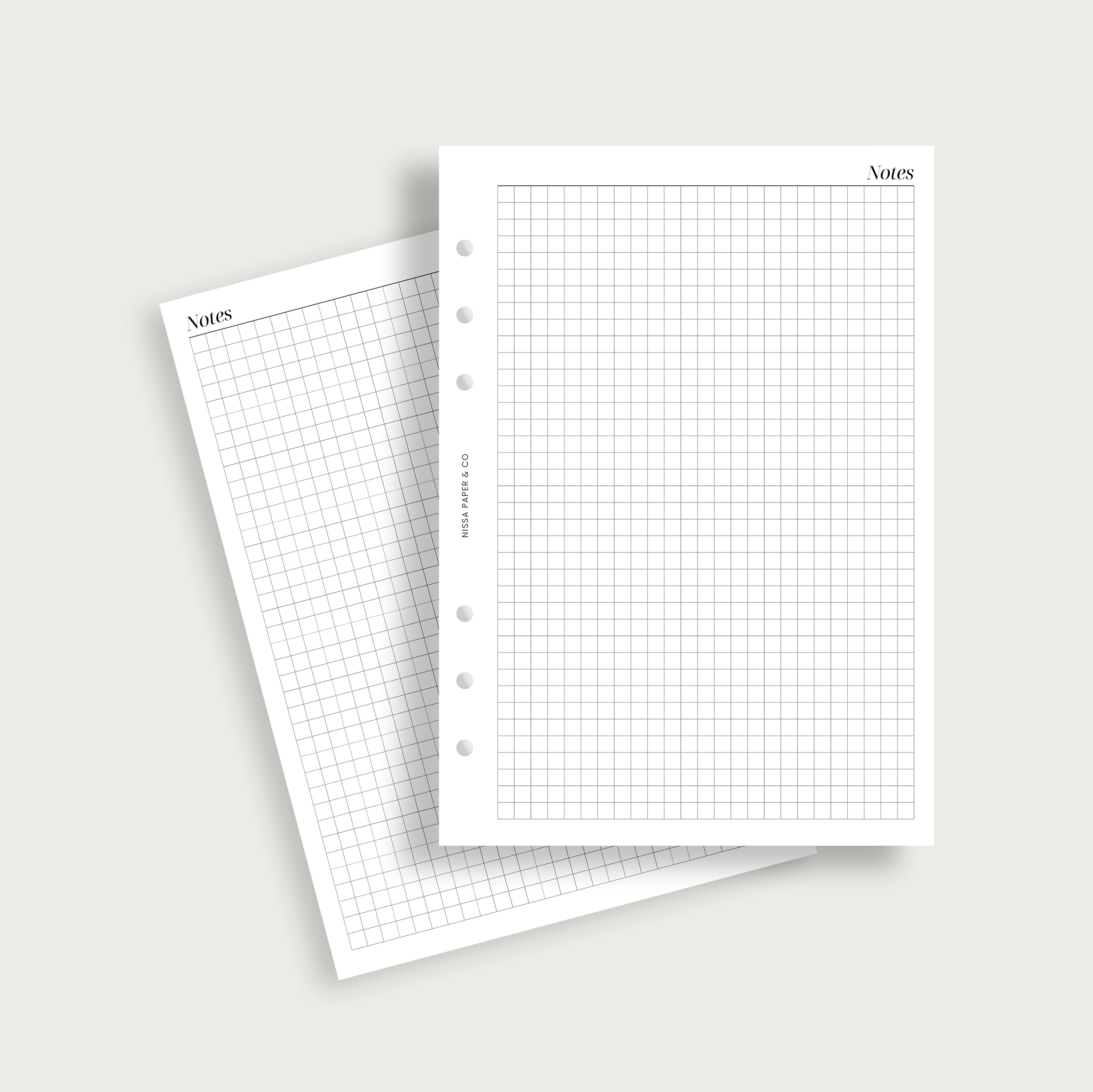 Insert notes quadrillées quadrillage pour agenda à anneaux A5