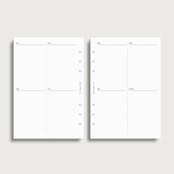 Semainier Minimaliste 2 PAGES