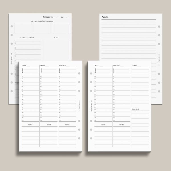 Semainier Horaire 2 pages