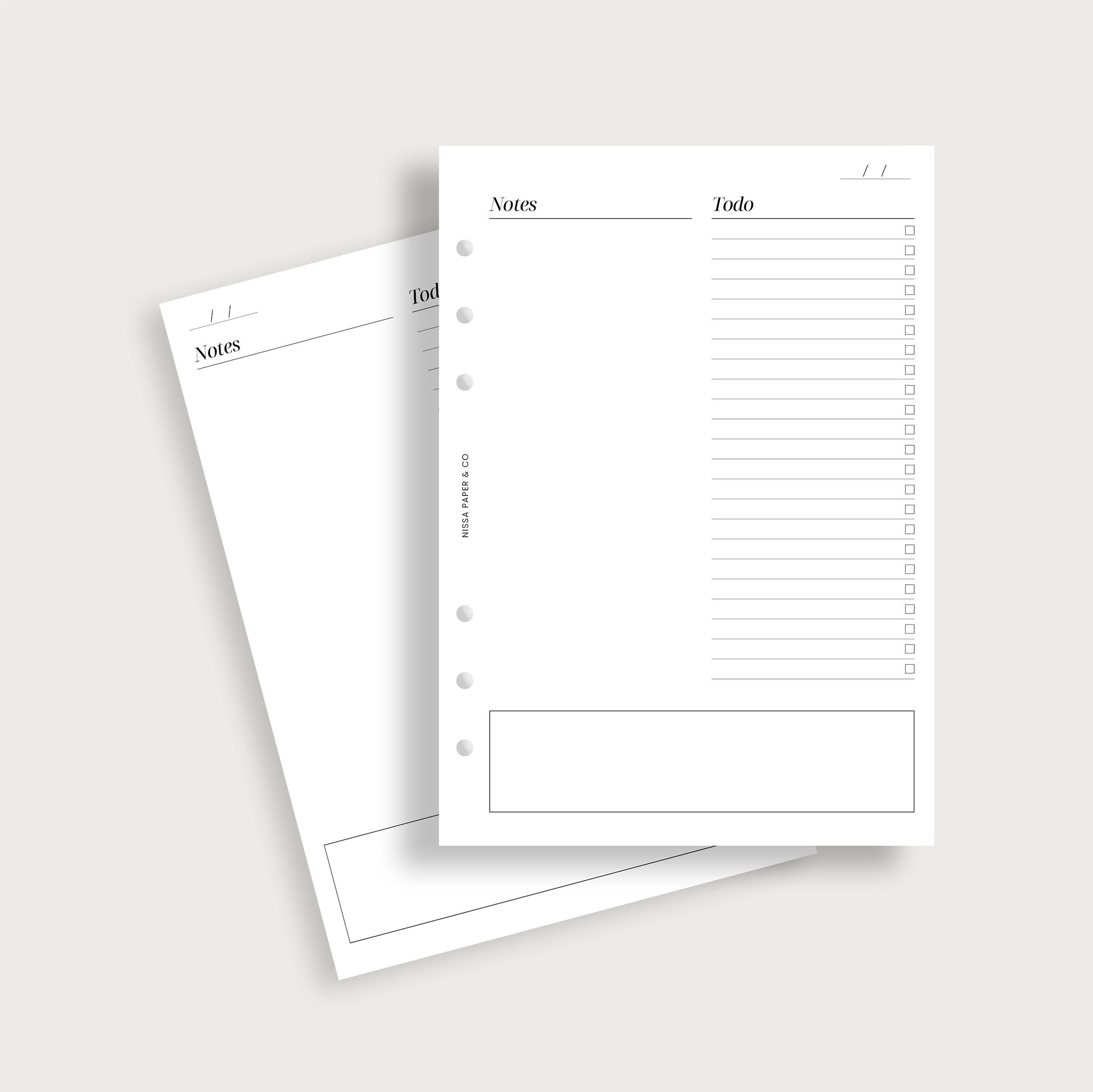 Insert todo list avec notes pour agenda à anneaux A5