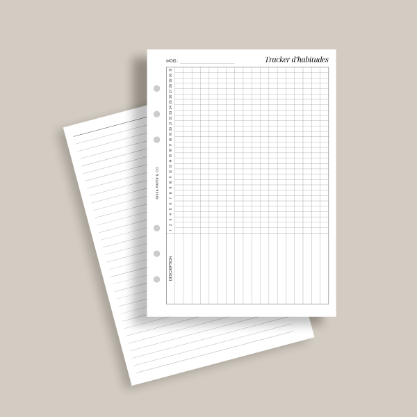 inserts tracker d'habitudes a5 pour agenda a anneaux a5