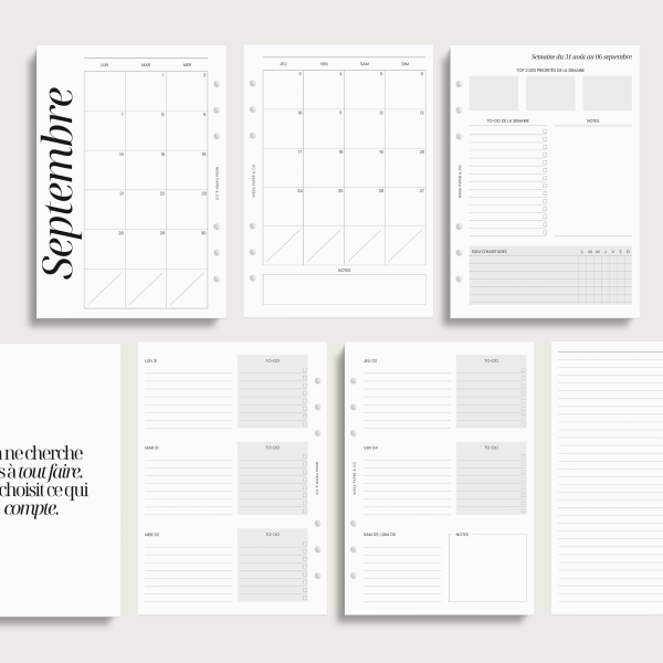 planner 2026-2027 pour agenda a anneaux A5