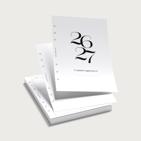 planner 2026-2027 pour agenda à anneaux A5